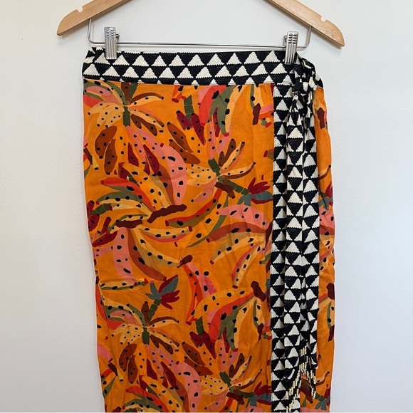 Farm Rio Contrast Wrap Midi Skirt Size Medium - Picture 3 of 6
